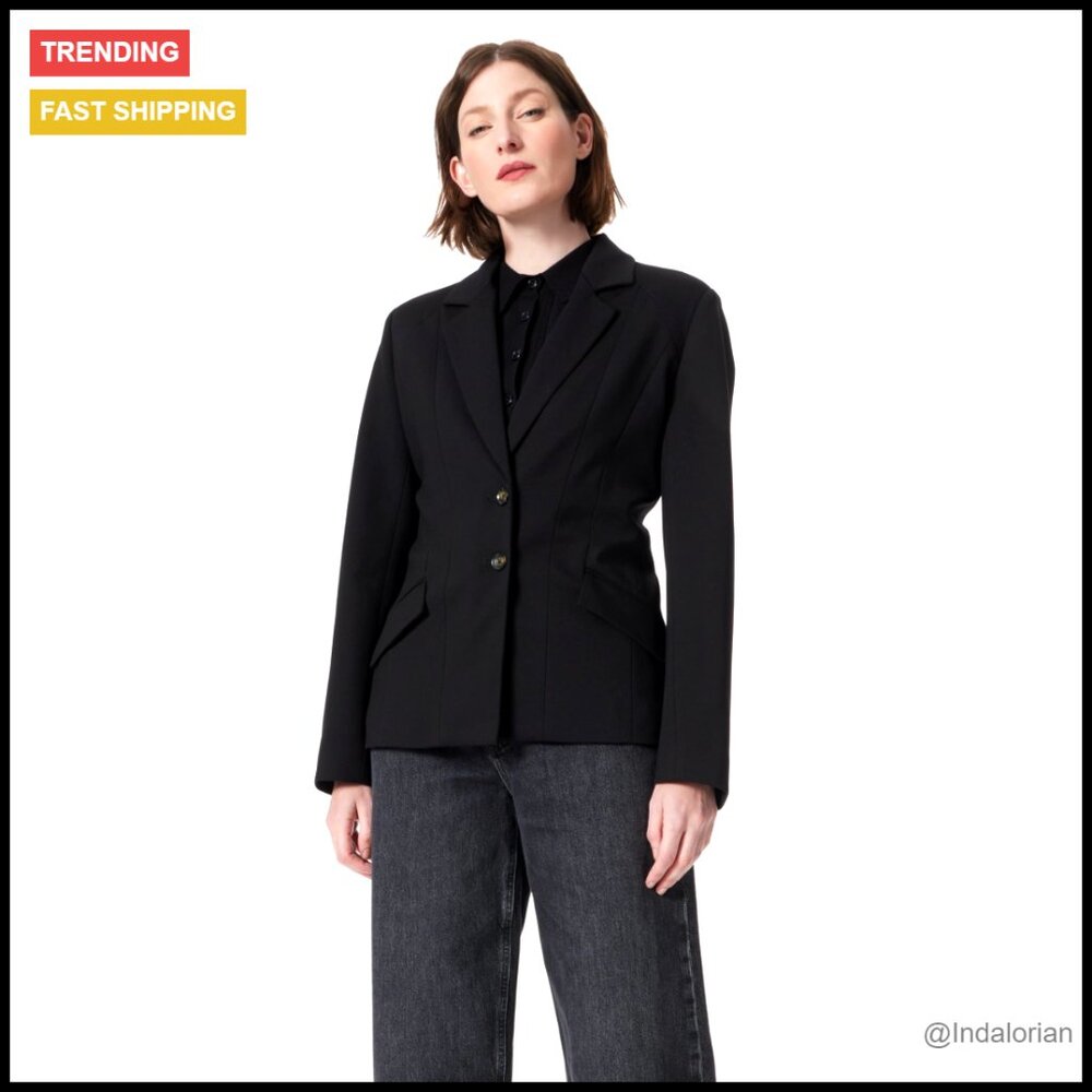 Seamed Double Button Blazer Lined Chic Classic Wo… - image 1